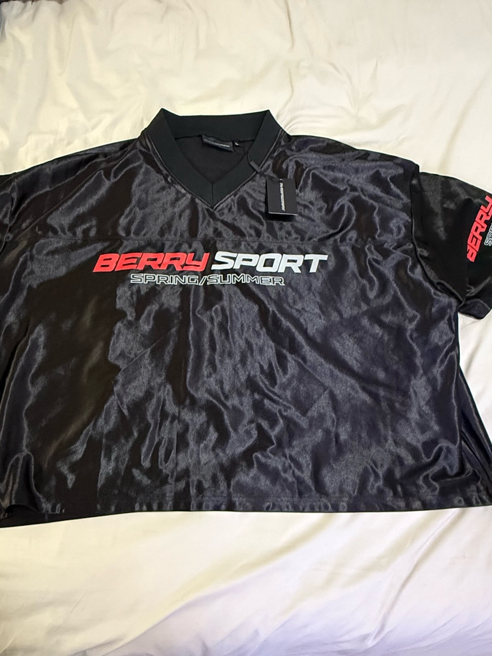 Black Logo V-Neck Men's Shirt